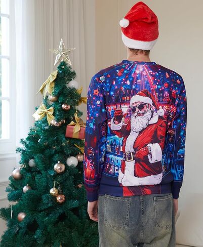 Ugly Christmas Sweatshirts Men Long Sleeve Women Xmas Sweater Pullover in Kuwait