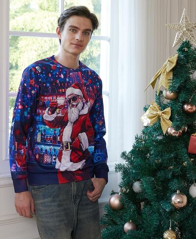 Ugly Christmas Sweatshirts Men Long Sleeve Women Xmas Sweater Pullover in Kuwait