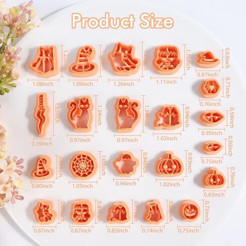 Puocaon Halloween Polymer Clay Cutters - 18 قطعة من قواطع طين الهالوين للأقراط، قواطع مجوهرات طين البوليمر الخفافيش، قواطع أقراط طين المرجل، قواطع طين البوليمر المثيرة للمجوهرات in Saudi Arabia