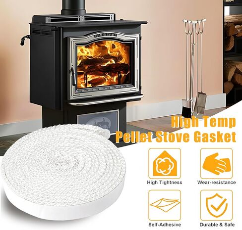 Criditpid 1-00-88100 ختم حشية الباب لإدراج Harman Accentra، أجزاء مواقد الحبيبات PB105، مواقد الفحم Harman Magnum Stoker ومواقد الخشب TL300، شريط حشية موقد مسطح من الألياف الزجاجية مع لاصق ذاتي in Kuwait