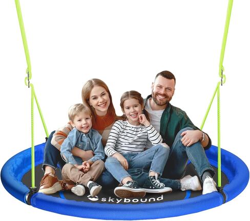 أرجوحة صحن Skybound مقاس 43 بوصة للأطفال في الهواء الطلق - نسيج نسيجي متين، إطار فولاذي مجلفن، سعة 600 رطل، حبال قابلة للتعديل (أحمر) in Kuwait