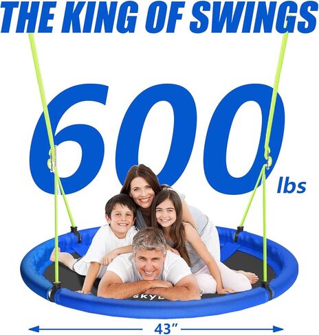 أرجوحة صحن Skybound مقاس 43 بوصة للأطفال في الهواء الطلق - نسيج نسيجي متين، إطار فولاذي مجلفن، سعة 600 رطل، حبال قابلة للتعديل (أحمر) in Kuwait