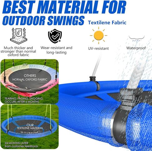 أرجوحة صحن Skybound مقاس 43 بوصة للأطفال في الهواء الطلق - نسيج نسيجي متين، إطار فولاذي مجلفن، سعة 600 رطل، حبال قابلة للتعديل (أحمر) in Kuwait