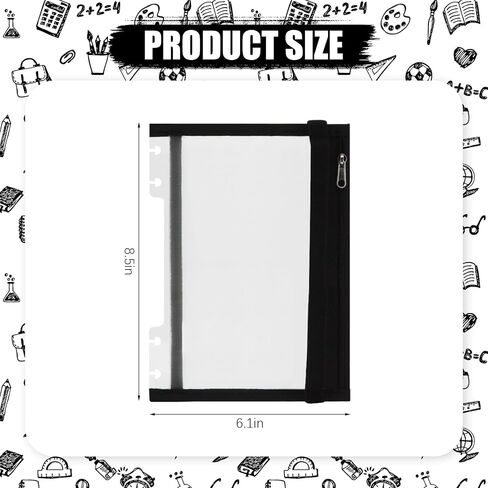 Chris.W Discbound Notebook Elastic Band Pen Holder, Junior Size Disc Bound Planner Cover Mesh Pencil Case Bag, Zipper Pouch for Pens Cards Stickers School Supplies (5.5inx8.5in, Pink with Stripe) in Saudi Arabia