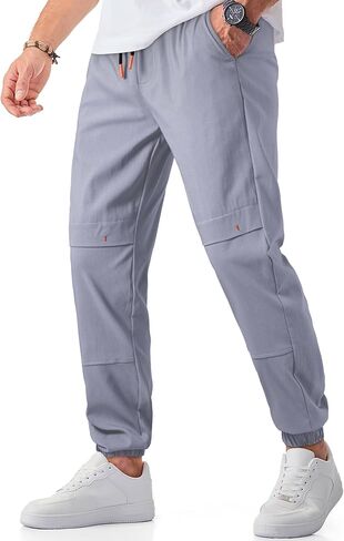 JMIERR Mens Casual Sweatpants Stretch Elastic Waist Drawstring Joggers Slim-fit Pants with Pockets in Kuwait