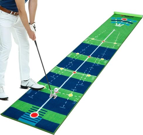 PGM Golf Putting Mat - 10 ft Putting Green Indoor with Blocking Ball Design - Durable Crystal Velvet Putting Matt for Indoors, Outdoors, Home and Office - Golf Gifts Golf Accessories for Men in Kuwait