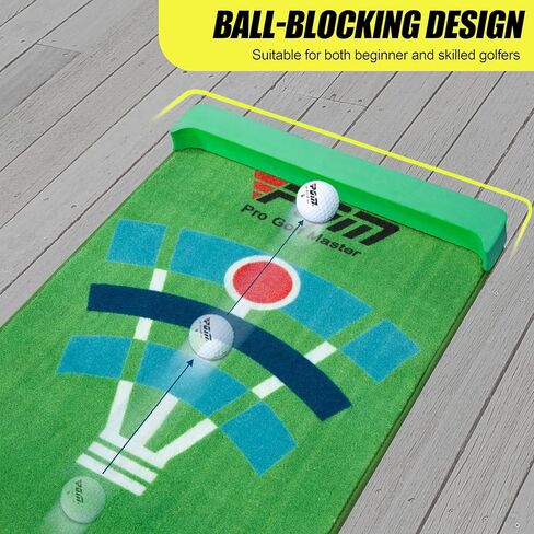 PGM Golf Putting Mat - 10 ft Putting Green Indoor with Blocking Ball Design - Durable Crystal Velvet Putting Matt for Indoors, Outdoors, Home and Office - Golf Gifts Golf Accessories for Men in Kuwait