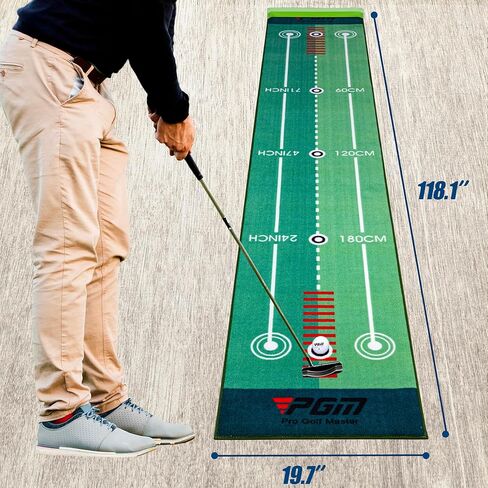 PGM Golf Putting Mat - 10 ft Putting Green Indoor with Blocking Ball Design - Durable Crystal Velvet Putting Matt for Indoors, Outdoors, Home and Office - Golf Gifts Golf Accessories for Men in Kuwait