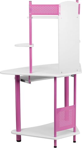 مكتب كمبيوتر ذو زاوية وردية من Flash Furniture Walker مع خزانة in Kuwait