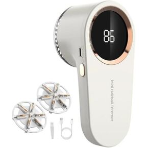 LCD Screen Electric Lint Remover Fabric Hair Balls Trimmer Clothes Shaver Small Portable (White)