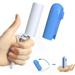 Travel Lint Roller for Pet Hair Extra Sticky, Portable Mini Lint Remover for Clothes, Small Size Lint Roller in Purse, Retractable & Foldable Dust Roll in Pocket (120 Sheets Refill, Blue)