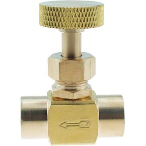 Heavy Duty Brass Replacement Control Needle Valve 1/4 Inch Female NPT x 1/4 Inch Female NPT Connection Valve for Regulating Flow to Instrument and Industrial Application
