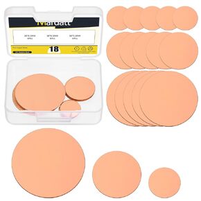 18Pcs Round Pure Copper Sheets, 7/8", 1-3/16", 2" Diameter, 24 Gauge(0.5mm) Thickness, Copper Plate Copper Metal Round Plate for Jewelry, Crafts, Electrical Repairs