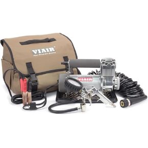 VIAIR 400P - 40045 Automatic Tire Inflator Portable Offroad Air Compressor for Truck & SUV | 12V On/Off Road Tire Pump Air Compressor Portable Heavy Duty 150 PSI, up to 35" Tires, Alligator Clips