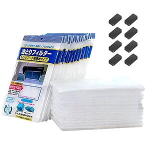 Thickened Kitchen Range Hood Oil Absorbing Paper Range Hood Oil Resistant Sticker High Temperature Filter Membrane Universal Film Mesh Cover, 12 Sheets