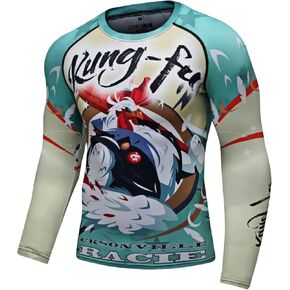 BJJ Jiu Jitsu Rash Guard for Men, Long Sleeve Compression Shirts for Men No Gi MMA Shirts for Men Wrestling Grappling