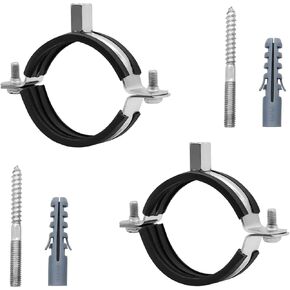 6 Pcs 1-1.2 Inch Split Ring Pipe Hanger, 26-30mm Heavy Duty Adjustable Pipe Bracket Clamp with Screw & Expansion Tube, Wall Ceiling Mount Combination Thread M8/M10 Metal Pipe Clamps