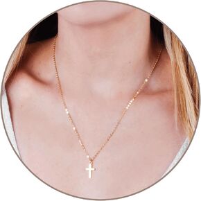 Minimalist Gold Cross Necklace - 16 inch + 2 inch extending chain - Designer Handmade Christian Gift
