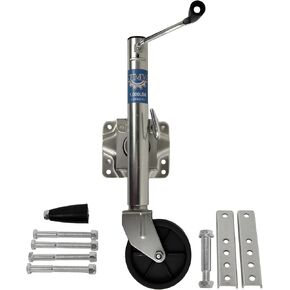 Jeremywell 1500lbs Trailer Jack with Double Wheel, Adjustable 12" Lift Travel, Boat On for Boat RV Utility, Swivel Tongue Towing Dual Wheel