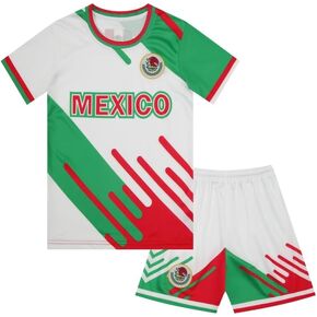 Mexico Kids Boys Youth Sports Soccer Football Kit Jersey Shirt Shorts Set