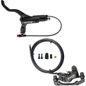 BUCKLOS Zoom H876E 2-PIN 4 Pistons E-Bike Electric Power Off Hydraulic Disc Brake Set, Aluminum Alloy Lever with Caliper is/PM Adapter for eBike/MTB Mountain Bike(Pre-Bled)