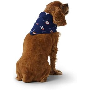 Lands' End Dog Bandana Rich Red تقليدي منقوش متوسط ​​الحجم