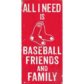 Red Sox 6" x 12" All I Need is Baseball, Friends, and Family Wood Sign