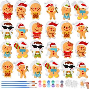 Syhood 24 Pcs Ceramic to Paint Easter Ornaments Crafts for Kids Paint Your Own Kit DIY Ceramics Easter Bunny Egg Ceramic Easter Ornaments Crafts Gifts for Adults Kids