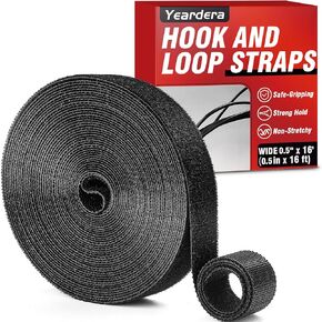 Double-Sided Hook and Loop Tape, Self-Gripping, Cut to Length Straps, Reusable Wrap Cable Ties, Hook and Loop Roll for Bundling Poles, Wood, Pipes, Lumber, Garage and More (Black, 2'' x 20')