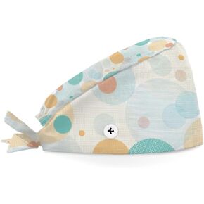 Rose Plaid Working Cap with Button Sweatband Bouffant Hats Adjustable Scrub Caps for Women Men