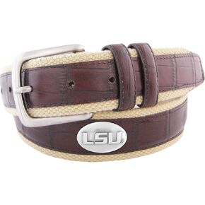 NCAA LSU Tigers Croc Leather Webbing Concho Belt, Brown, 44-Inch