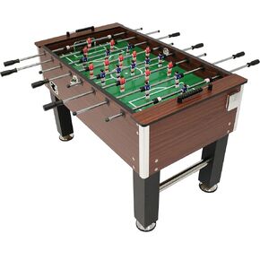 Sunnydaze 55-Inch Foosball Table with Folding Drink Holders - Faux Wood