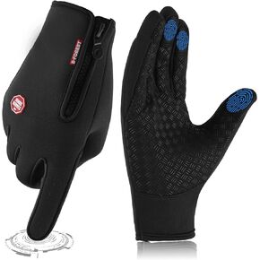 Winter Gloves, Anti Slip Touchscreen Gloves Windproof Cycling Gloves, Thermal Gloves Cold Weather Cycling Gloves for Men Women Walking Riding Driving