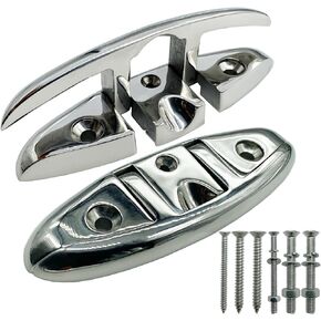 Marine Stainless Steel 5" Folding Cleat,Flip Up Dock Cleat,Boat Kayak Mooring Cleat Accessories(2 Pcs)