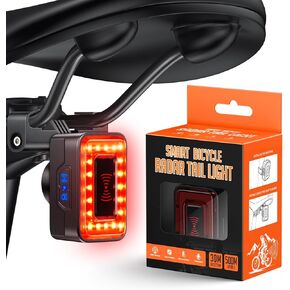 Smart Bike Radar Tail Light Rechargeable, Bike Lights with 500m Visual & 30m Detection, Bike Rear Light with 7 Lighting Modes for Road Mountain Bicycle Light IPX64 Waterproof