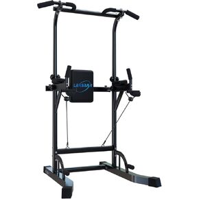 Power Tower Pull Up Dip Station, Heavy Duty Pull Up Station Dip Bar Station Multi-Function Home Gym Strength Training Fitness Equipment 500LBS