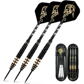 3/6 Pcs Professional Competition Darts Durable Steel Needle Tip Aluminum Shaft Nonslip Training Darts Metal Darts for Dartboard with Dart case/Gift Box 21-23g