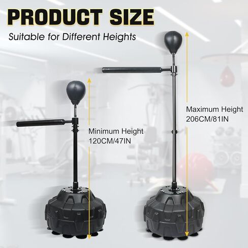 قضيب ملاكمة دوار بزاوية 360 درجة مع كرتين، وحقيبة ملاكمة، وكرة ملاكمة للتدريب مع قضيب عاكس، ارتفاع قابل للتعديل، للبالغين والأطفال in Kuwait