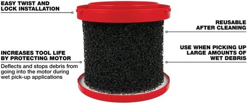ميلووكي 5.1 بوصة LX 5.1 بوصة W Shop Vac مرشح رطب/جاف قطعة واحدة in Saudi Arabia