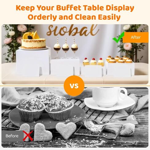 4 قطع من رافعات البوفيه من yeesport، رافعات طعام مقاس 5/6/7/8 بوصة لطاولة البوفيه، وحوامل عرض لتقديم الأطعمة والحلويات، وصناديق مكعبات أكريليك للمناسبات والحفلات، ورافعات التعشيش مع قيعان مجوفة in Kuwait