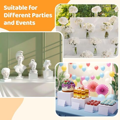 4 قطع من رافعات البوفيه من yeesport، رافعات طعام مقاس 5/6/7/8 بوصة لطاولة البوفيه، وحوامل عرض لتقديم الأطعمة والحلويات، وصناديق مكعبات أكريليك للمناسبات والحفلات، ورافعات التعشيش مع قيعان مجوفة in Kuwait