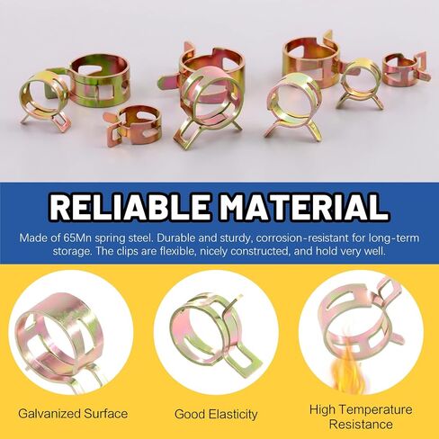 Glarks 121Pcs 12 Sizes 7-22mm Spring Band Type Clips Fuel Silicone Vacuum Hose Pipe Clamp Low Pressure Air Clip Clamp Fasteners Assortment Kit with 1Pc Clic-R Hose Clamp Pliers in Saudi Arabia