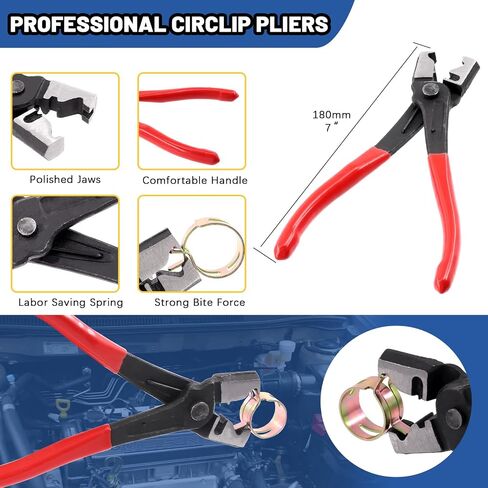 Glarks 121Pcs 12 Sizes 7-22mm Spring Band Type Clips Fuel Silicone Vacuum Hose Pipe Clamp Low Pressure Air Clip Clamp Fasteners Assortment Kit with 1Pc Clic-R Hose Clamp Pliers in Saudi Arabia