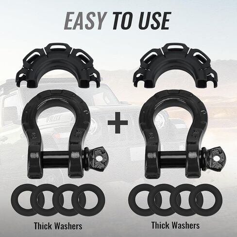 تكبل حلقة على شكل حرف D 3/4 بوصة 4.75 طن (عبوة من قطعتين) 48000 رطل أقصى قوة للكسر، مع دبوس لولبي 7/8 بوصة وعازل وغسالات (أحمر) in Kuwait