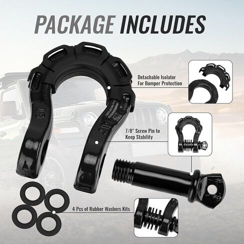 تكبل حلقة على شكل حرف D 3/4 بوصة 4.75 طن (عبوة من قطعتين) 48000 رطل أقصى قوة للكسر، مع دبوس لولبي 7/8 بوصة وعازل وغسالات (أحمر) in Kuwait