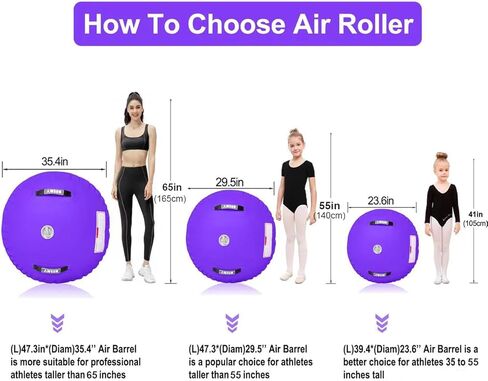 AWSUM 4ft L x 3ft Diam الجمباز الهواء الأسطوانة تراجع حصيرة برميل Backbend المدرب لصالة الألعاب الرياضية معدات نفخ مع مضخة كهربائية in Kuwait