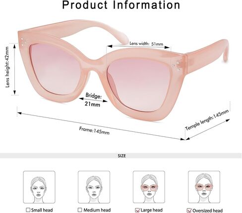 Oversized Cat Eye Sunglasses for Women Retro Square Cateye Style Sunnies AP3660 in Saudi Arabia