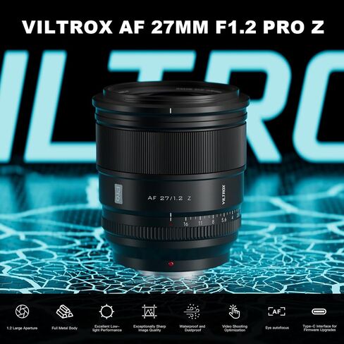 VILTROX 27mm F1.2 Pro Level Z Mount Lens Autofocus Lens f/1.2 Large Aperture APS-C Lens Compatible with Nikon Z9 Z8 Z7 Z6 Z5 Z50 Z30 ZFC Nikon Z Mount Cameras Lens in Kuwait