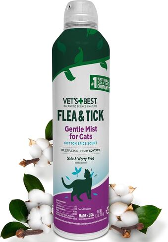 Vet’s Best Flea & Tick Home Spray Refill for Cats – Cotton Spice Scent Cat Flea & Tick Aid – Made in The USA – Flea & Tick Gentle Mist for Cats – 96oz in Kuwait