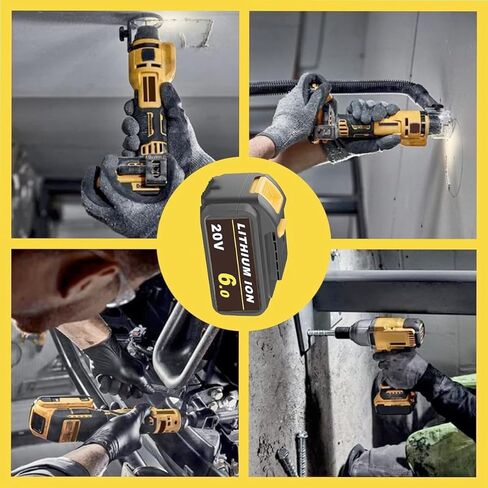 2 قطعة بطارية 6.0 أمبير 20 فولت DCB205 بديلة لبطارية ليثيوم أيون ديوالت 20 فولت DCB203 DCB204 سلسلة DCB205 مع ضوء مؤشر LED مناسب للصنفرة المدارية DCW210B in Kuwait